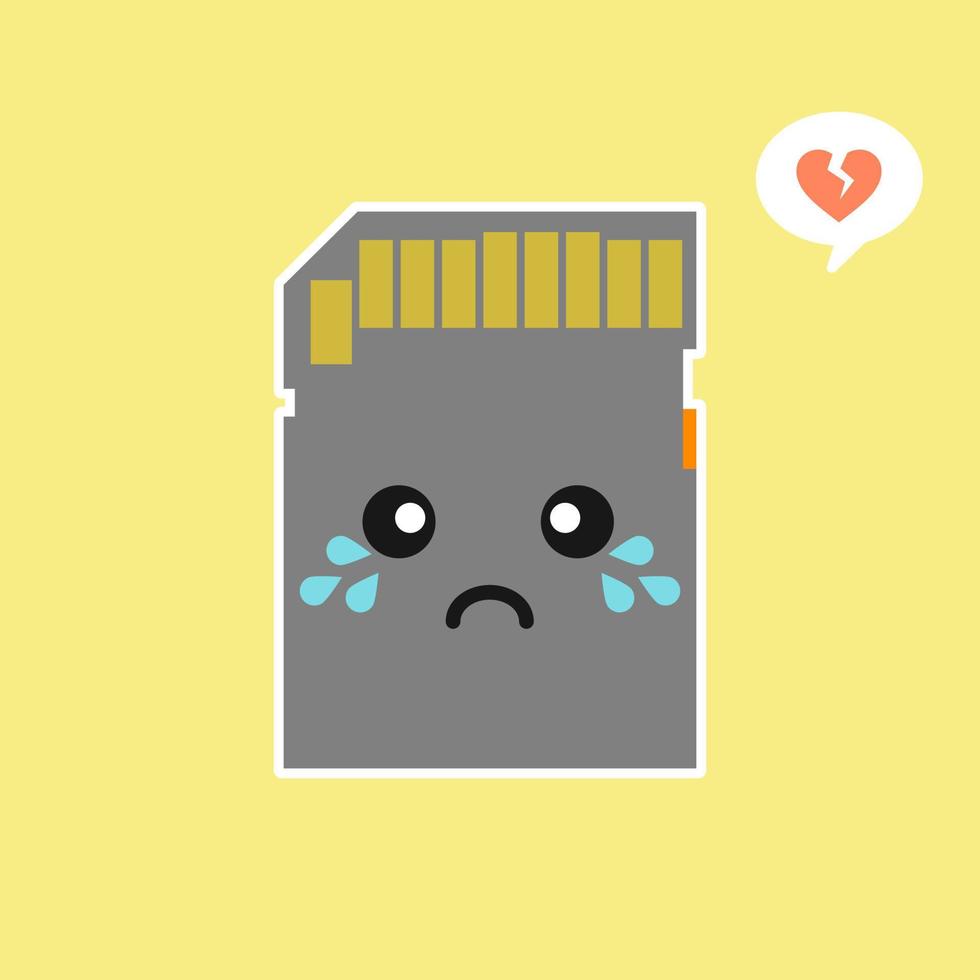cute and kawaii micro sd card in flat style vector illustration . concept of device, gadget, multimedia, internet, store file, personal electronics, data transfer, web. flat style modern logo design