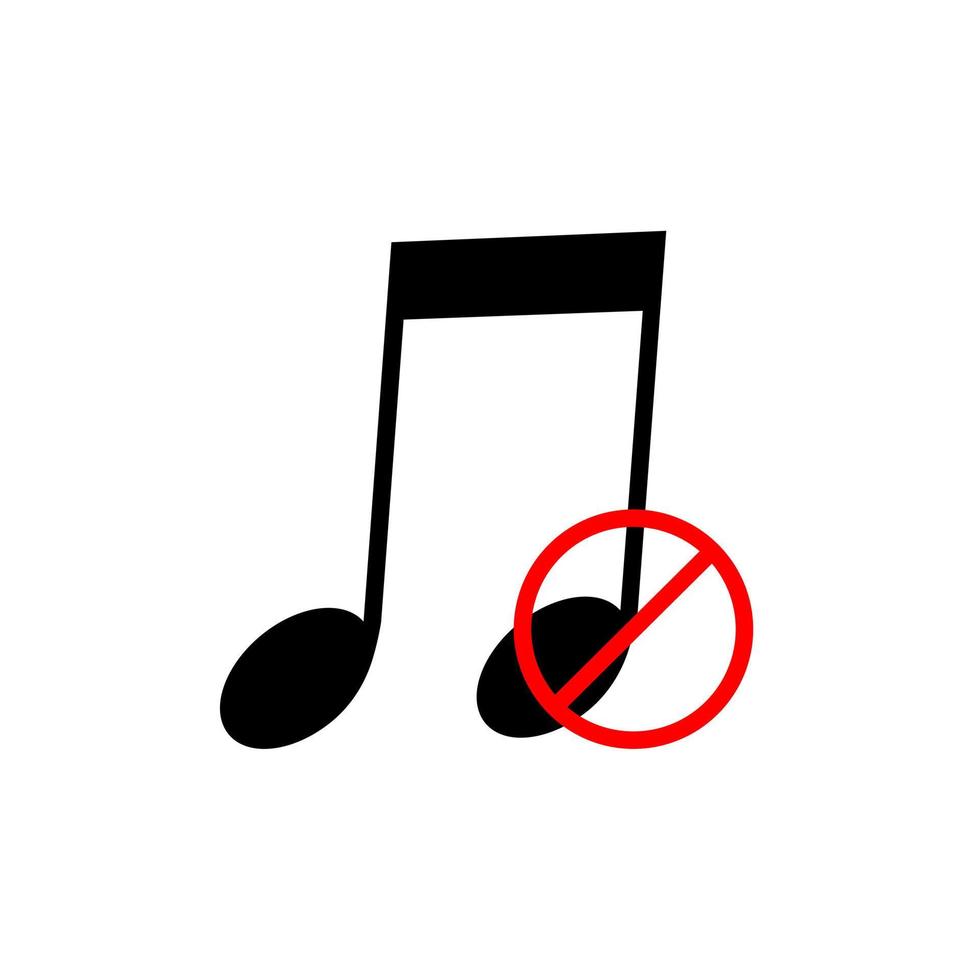 sin icono de sonido o música. ilustración aislada de silencio y advertencia. guardar silencio con el signo rojo prohibido y prohibido. vector