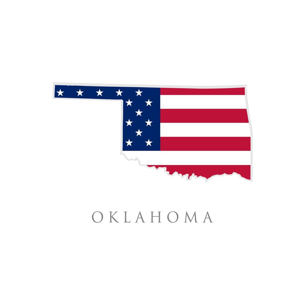 Shape of Oklahoma state map with American flag. vector illustration. can use for united states of America indepenence day, nationalism, and patriotism illustration. USA flag design