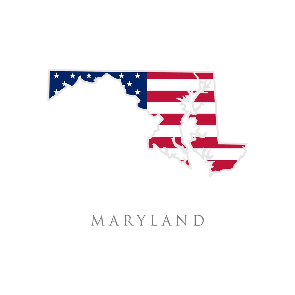 forma del mapa del estado de maryland con bandera americana. ilustración vectorial se puede usar para el día de la independencia de los estados unidos de américa, el nacionalismo y la ilustración del patriotismo. diseño de la bandera de estados unidos vector