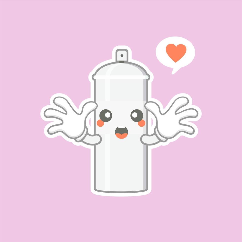 cute and kawaii spray paint cartoon character. spray paint character with happy expression in flat style. can use for mascot, emoji, emoticon, logo vector