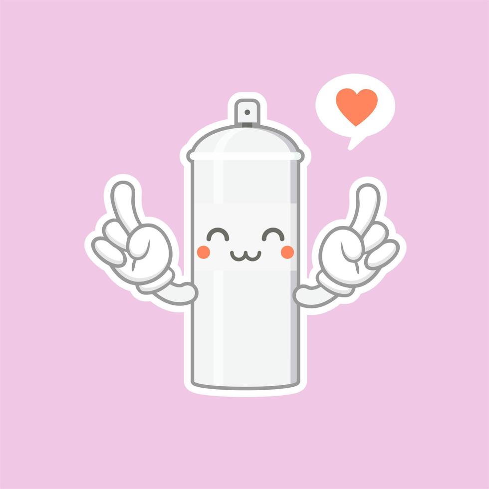 cute and kawaii spray paint cartoon character. spray paint character with happy expression in flat style. can use for mascot, emoji, emoticon, logo vector