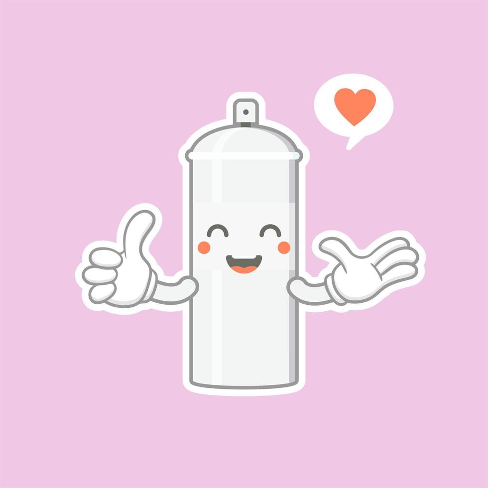 cute and kawaii spray paint cartoon character. spray paint character with happy expression in flat style. can use for mascot, emoji, emoticon, logo vector