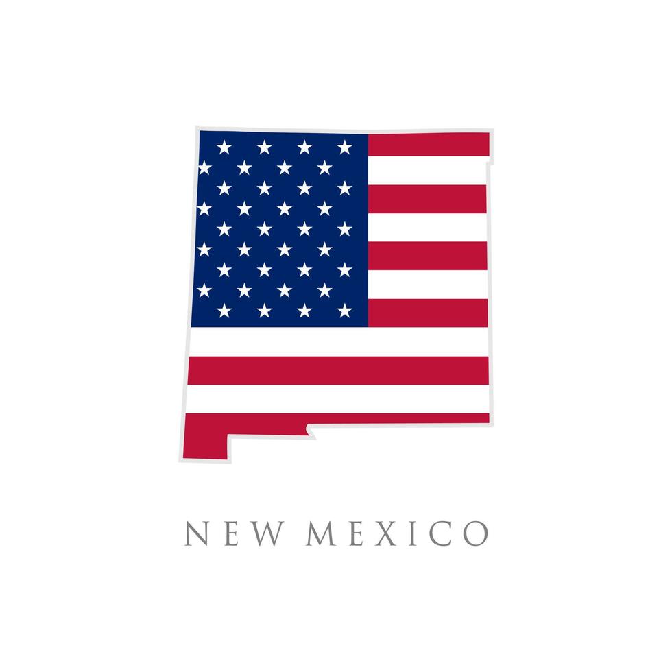 Shape of New Mexico state map with American flag. vector illustration. can use for united states of America indepenence day, nationalism, and patriotism illustration. USA flag design