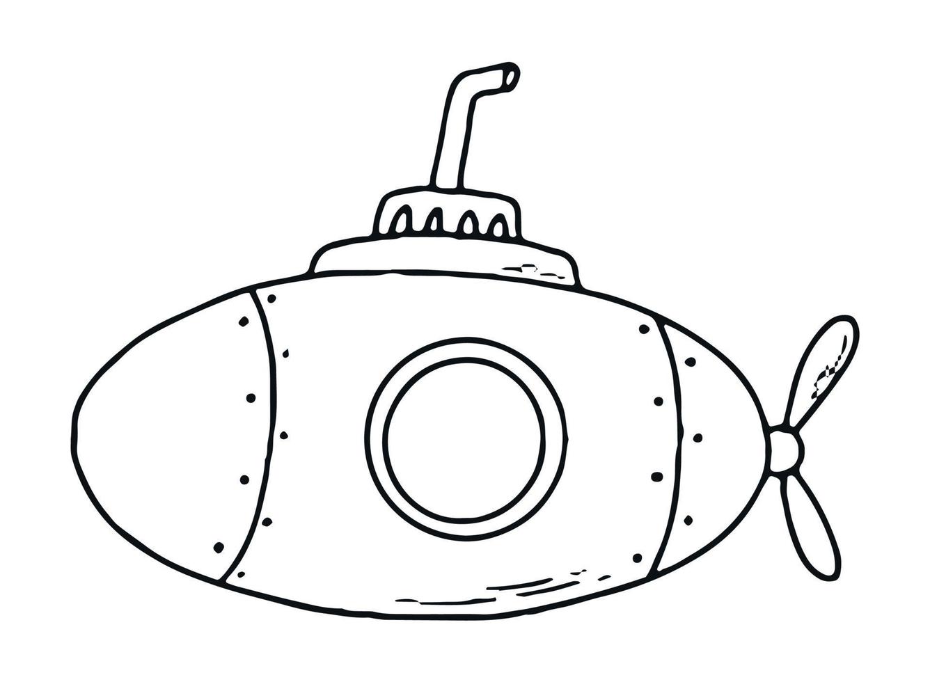 submarino dibujado a mano para niños páginas para colorear, impresiones, carteles, actividades preescolares, etc. eps 10 vector