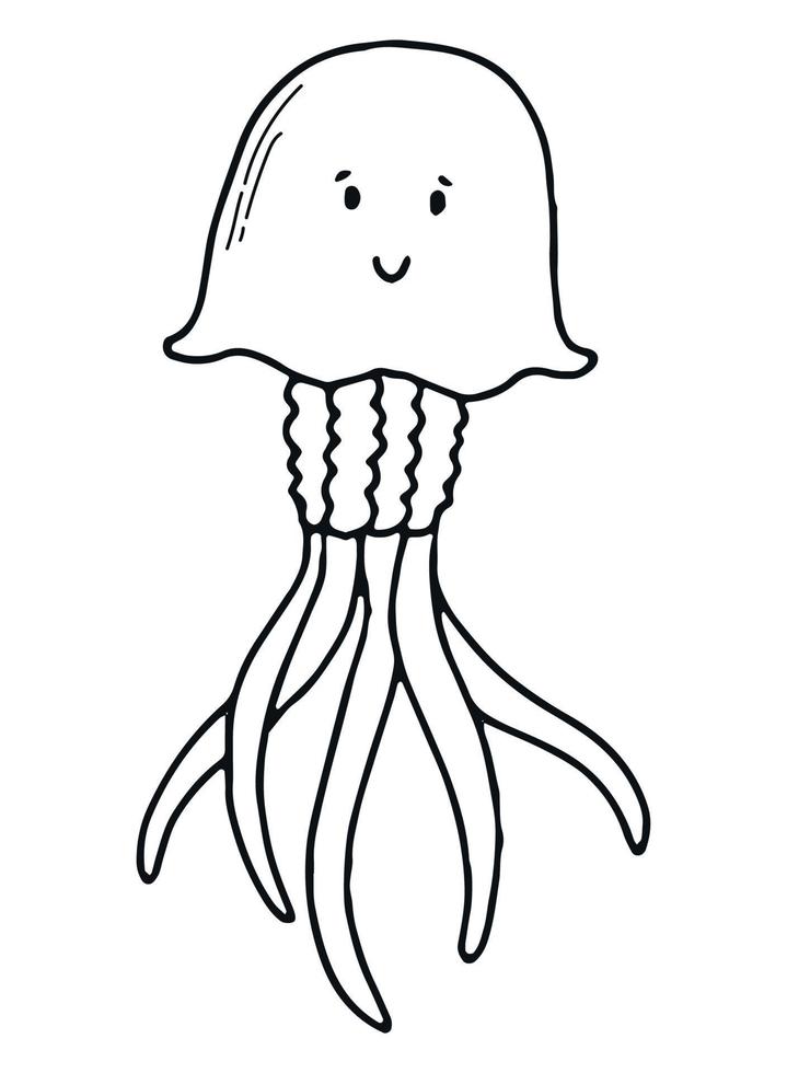 cute hand drawn jellyfish for kids coloring pages, books, prints, cards, posters, preschool activities vector