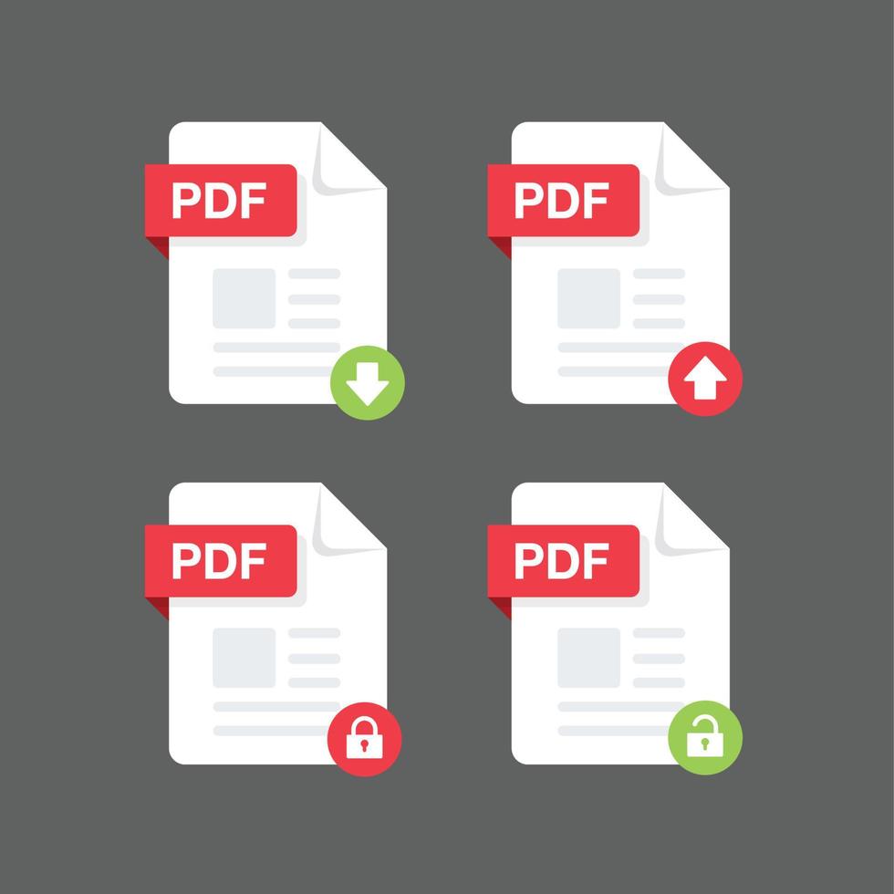 Flat design with PDF files download document,icon,symbol set, vector design element illustration