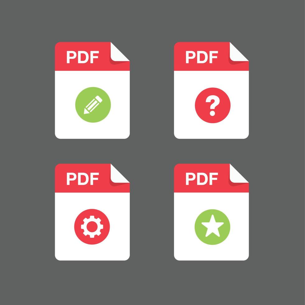 diseño plano con documentos de conjunto de iconos de archivos pdf, icono, conjunto de símbolos, ilustración de elemento de diseño vectorial vector