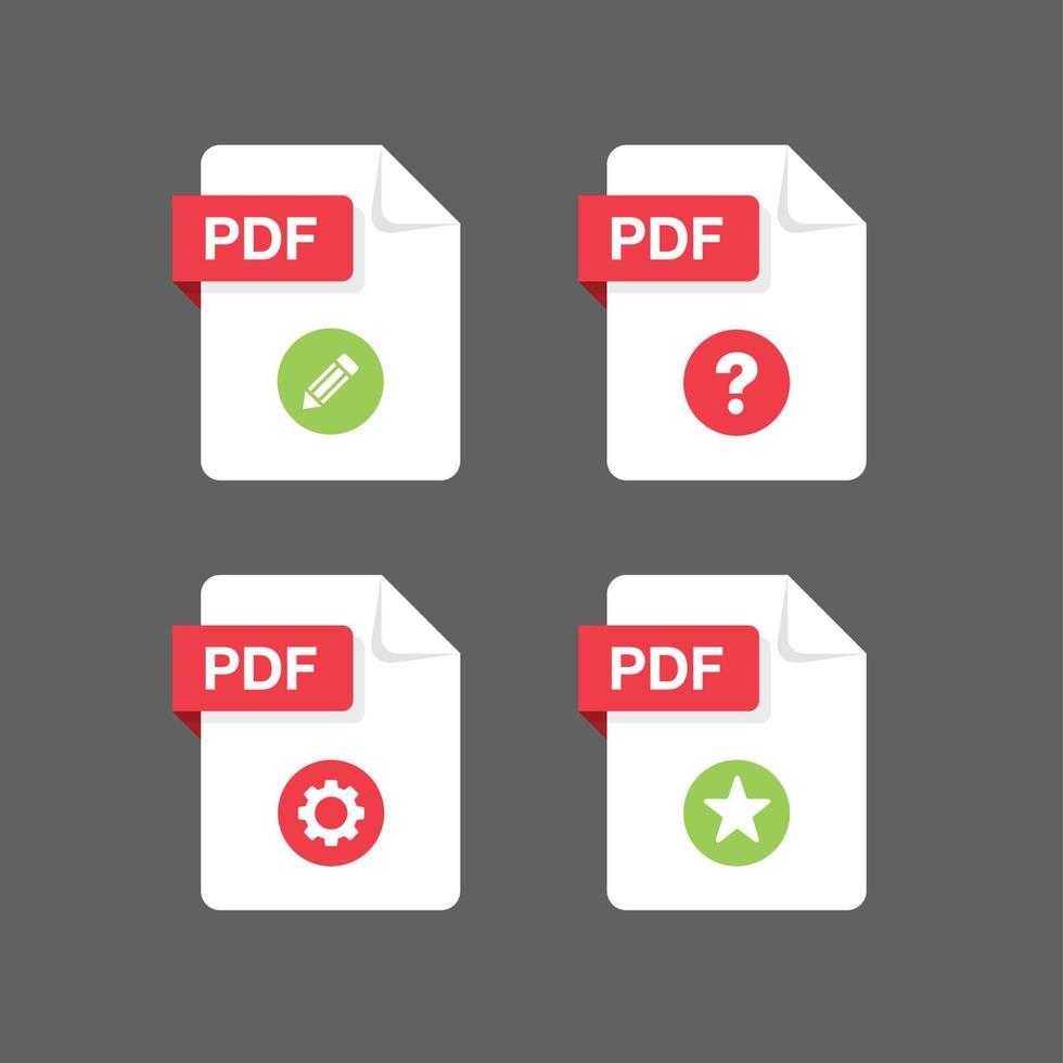 Flat design with PDF files icon set document,icon,symbol set, vector design element illustration