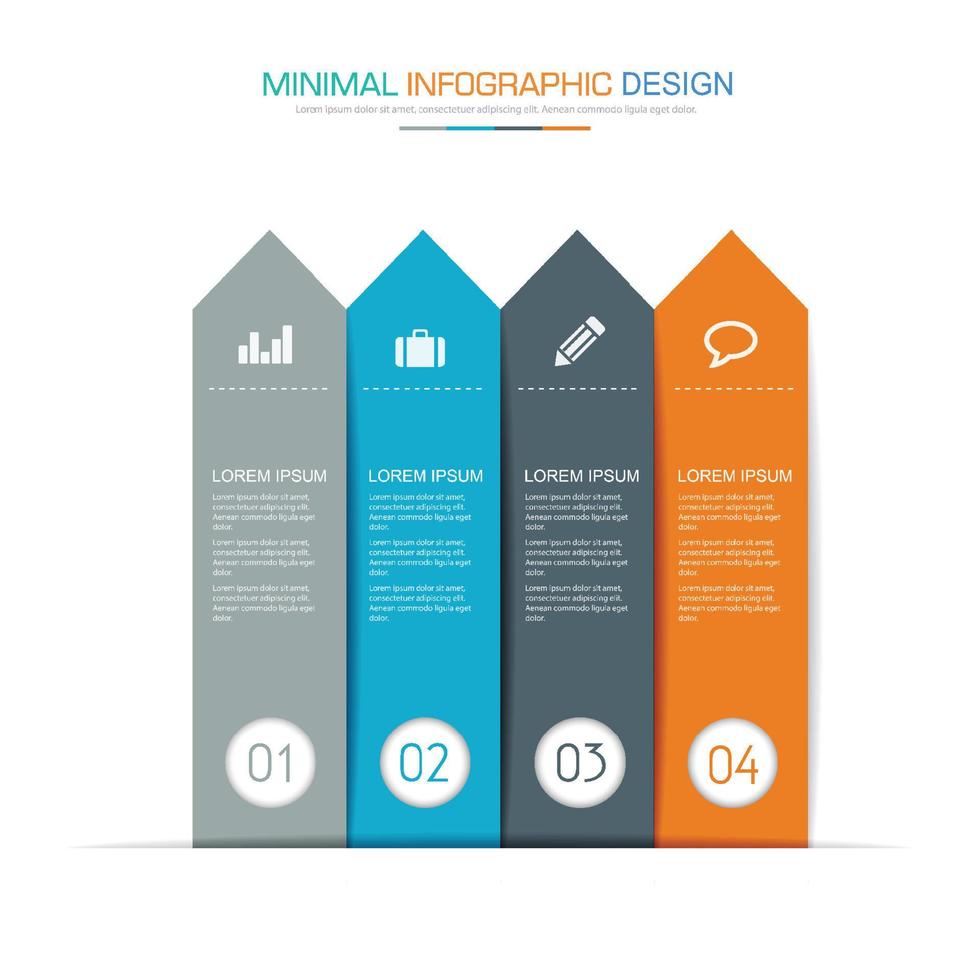 elementos infográficos con icono de negocio en proceso de fondo a todo color o diagramas de flujo de trabajo de pasos y opciones, ilustración de elemento de diseño vectorial eps10 vector