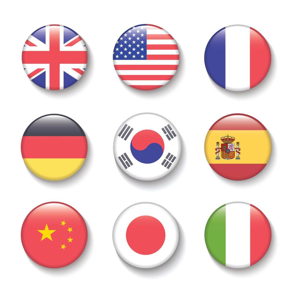 International Flag set in Circle , vector Design Elemant illustration