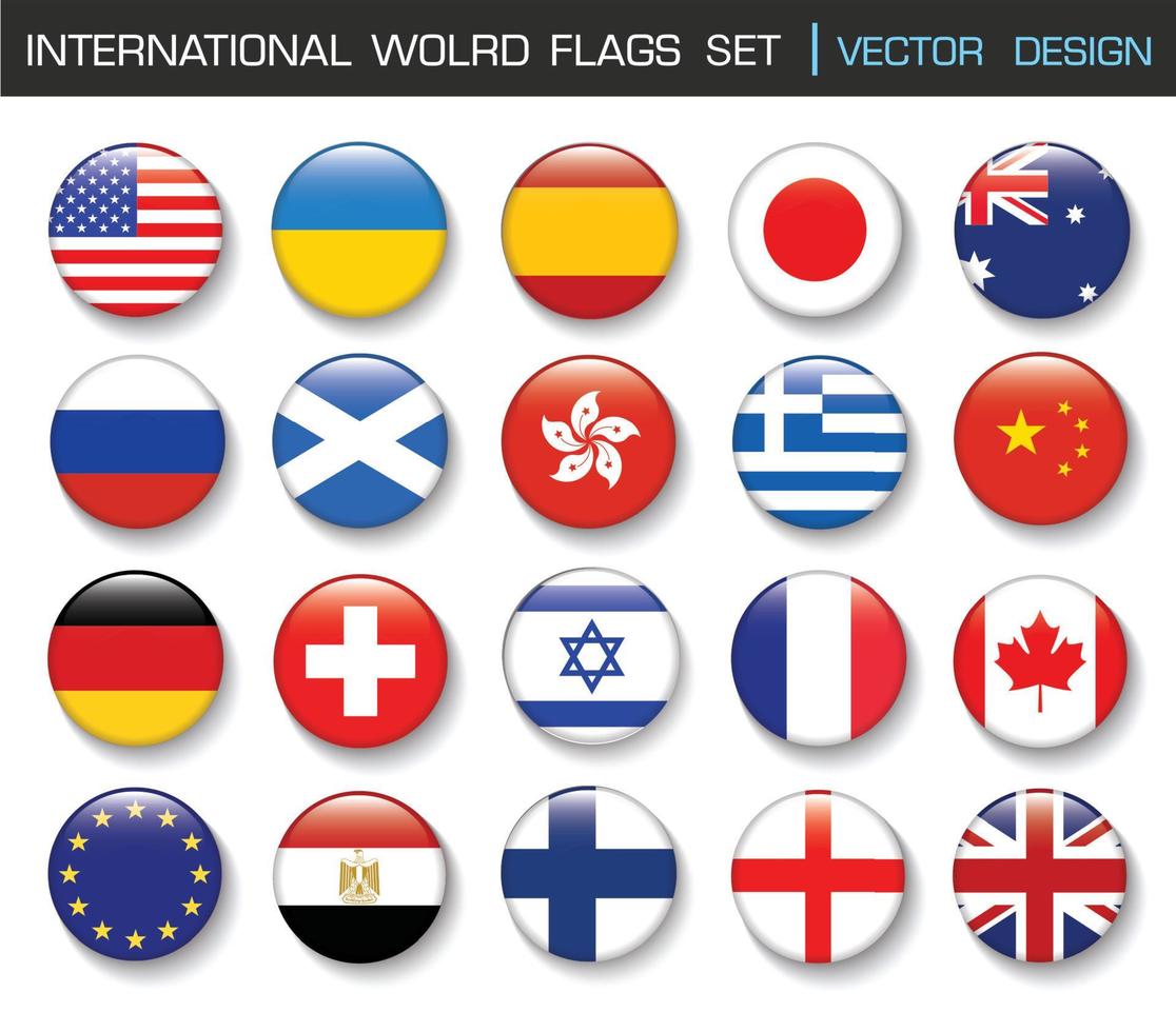 bandera internacional puesta en círculo, ilustración de elementos de diseño vectorial vector