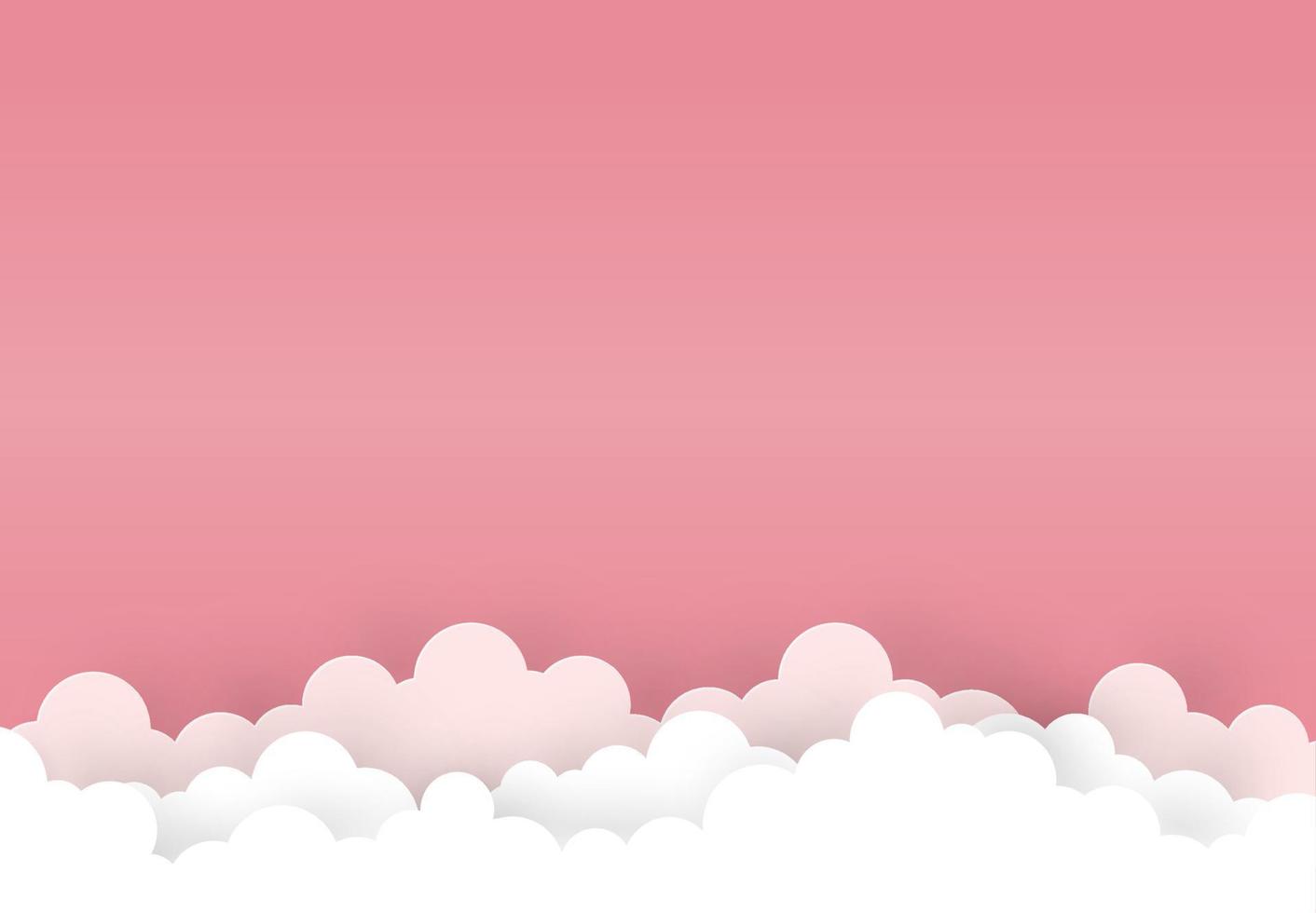 Cloud on light Red  background  Paper art Style.vector design Element  Illustration vector