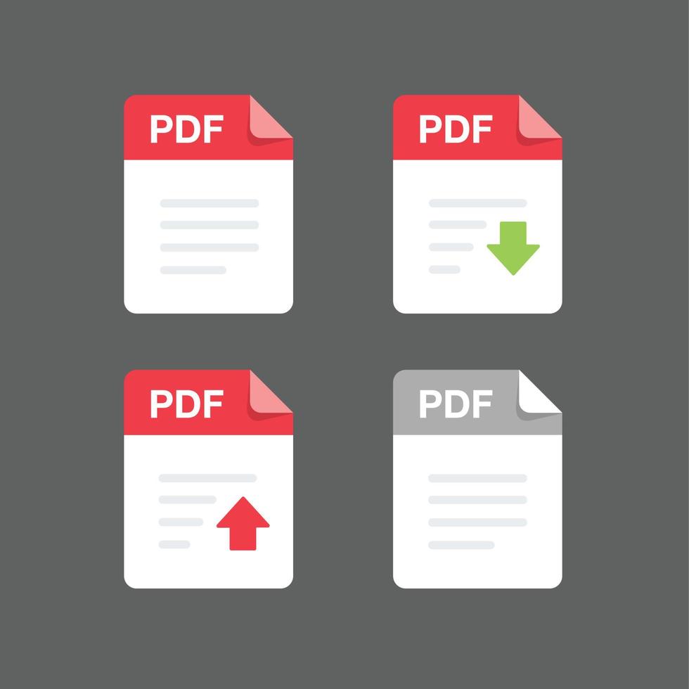 Flat design with PDF files download upload document,icon,symbol set, vector design element illustration