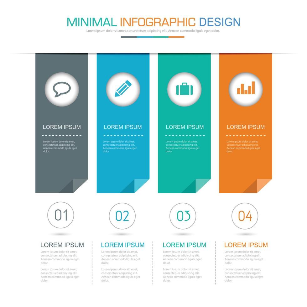 elementos infográficos con icono de negocio en proceso de fondo a todo color o diagramas de flujo de trabajo de pasos y opciones, ilustración de elemento de diseño vectorial eps10 vector