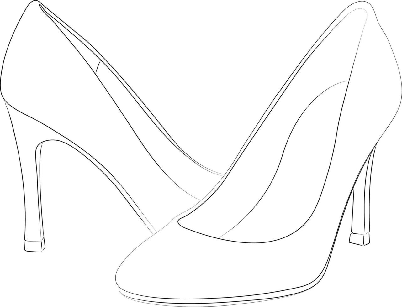 High heels shoes Outline stype vector design element , illustration