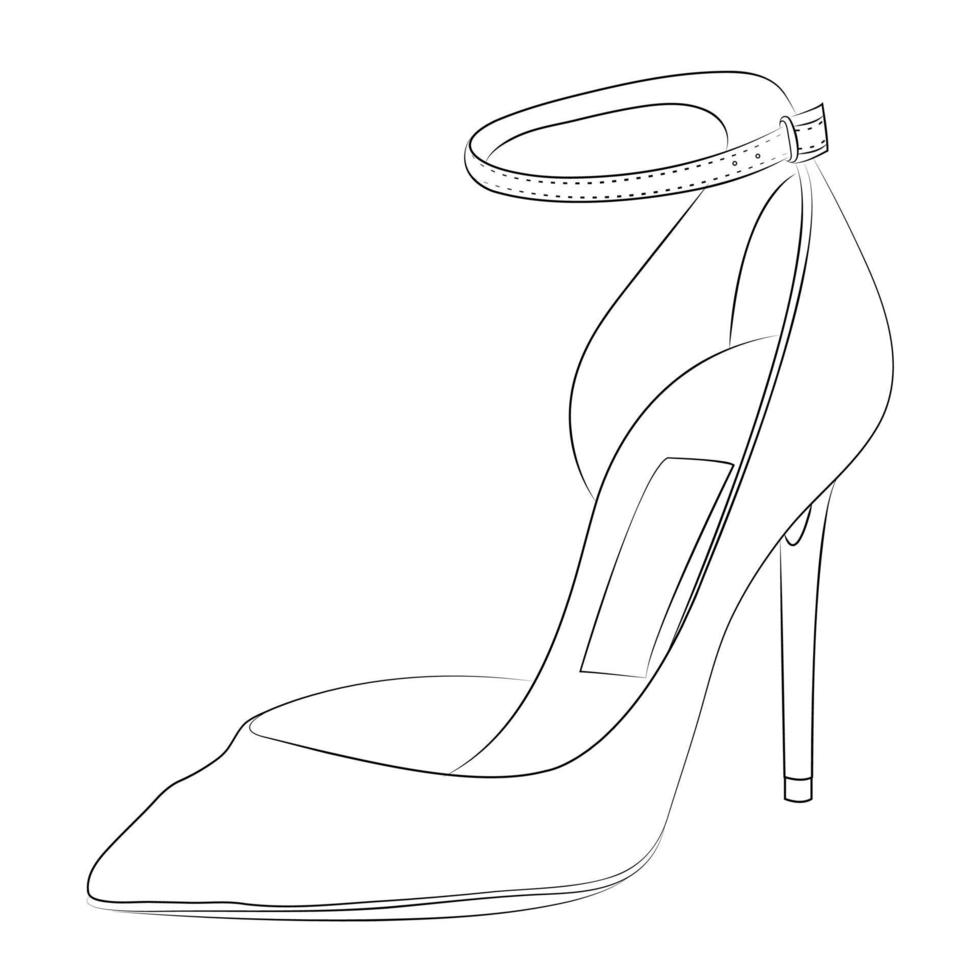 zapatos de tacones altos delinean el elemento de diseño vectorial de estilo, ilustración vector