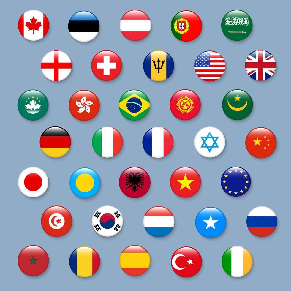 International Flag set in Circle , vector Design Elemant illustration