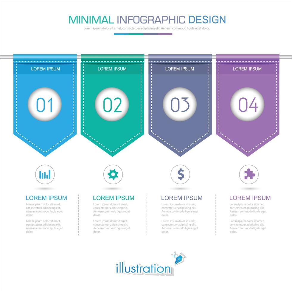 elementos infográficos con icono de negocio en proceso de fondo a todo color o diagramas de flujo de trabajo de pasos y opciones, ilustración de elemento de diseño vectorial eps10 vector