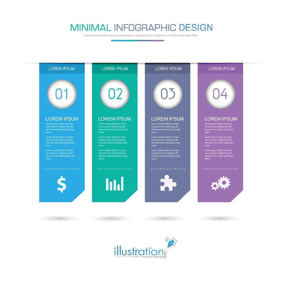 elementos infográficos con icono de negocio en proceso de fondo a todo color o diagramas de flujo de trabajo de pasos y opciones, ilustración de elemento de diseño vectorial eps10 vector