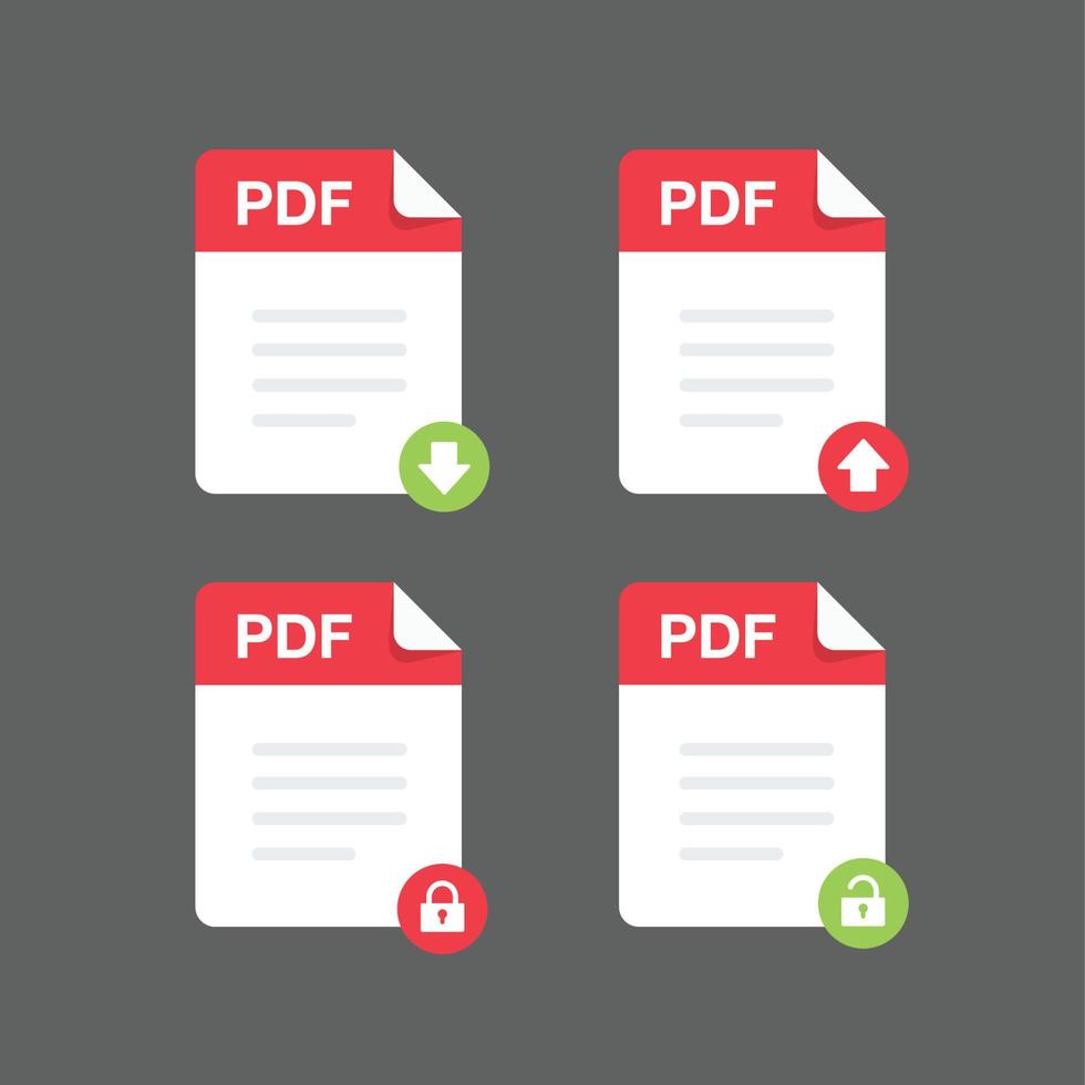Flat design with PDF files icon set document,icon,symbol set, vector design element illustration