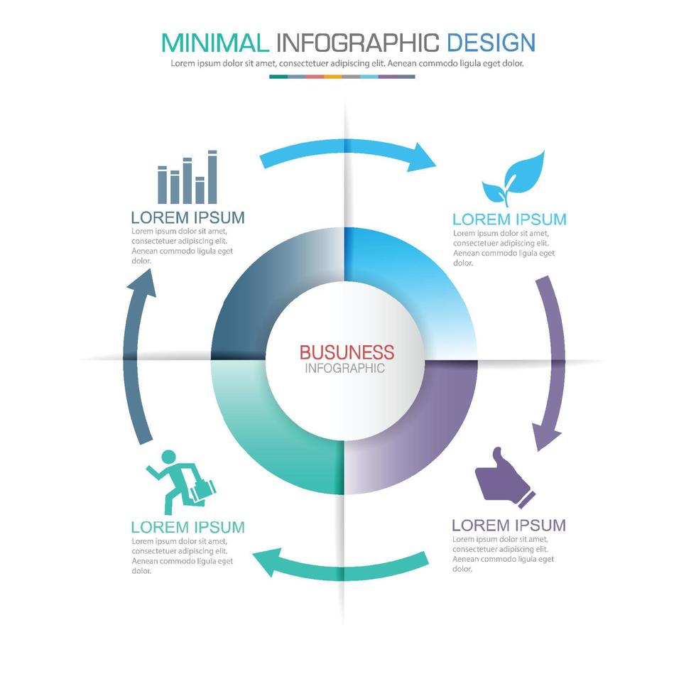 elementos infográficos con icono de negocio en proceso de fondo a todo color o diagramas de flujo de trabajo de pasos y opciones, ilustración de elemento de diseño vectorial eps10 vector