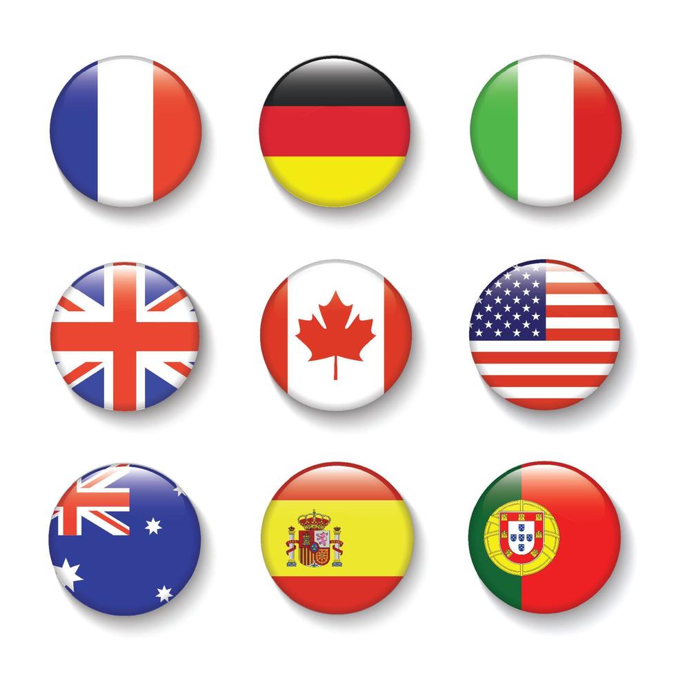 International Flag set in Circle , vector Design Elemant illustration