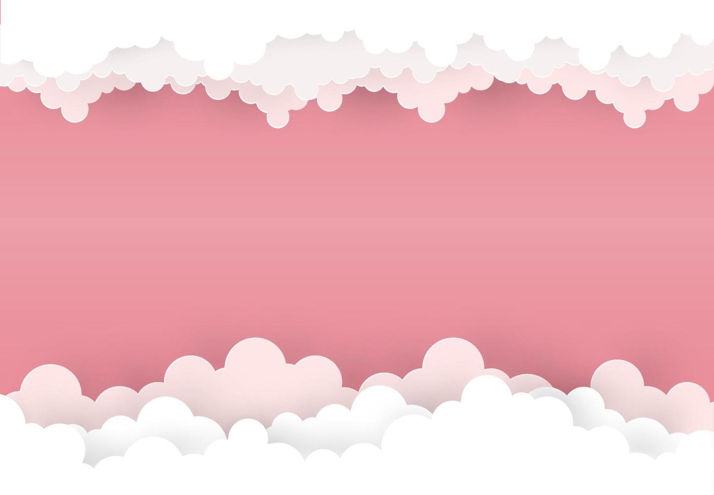 Cloud on light Red  background  Paper art Style.vector design Element  Illustration vector