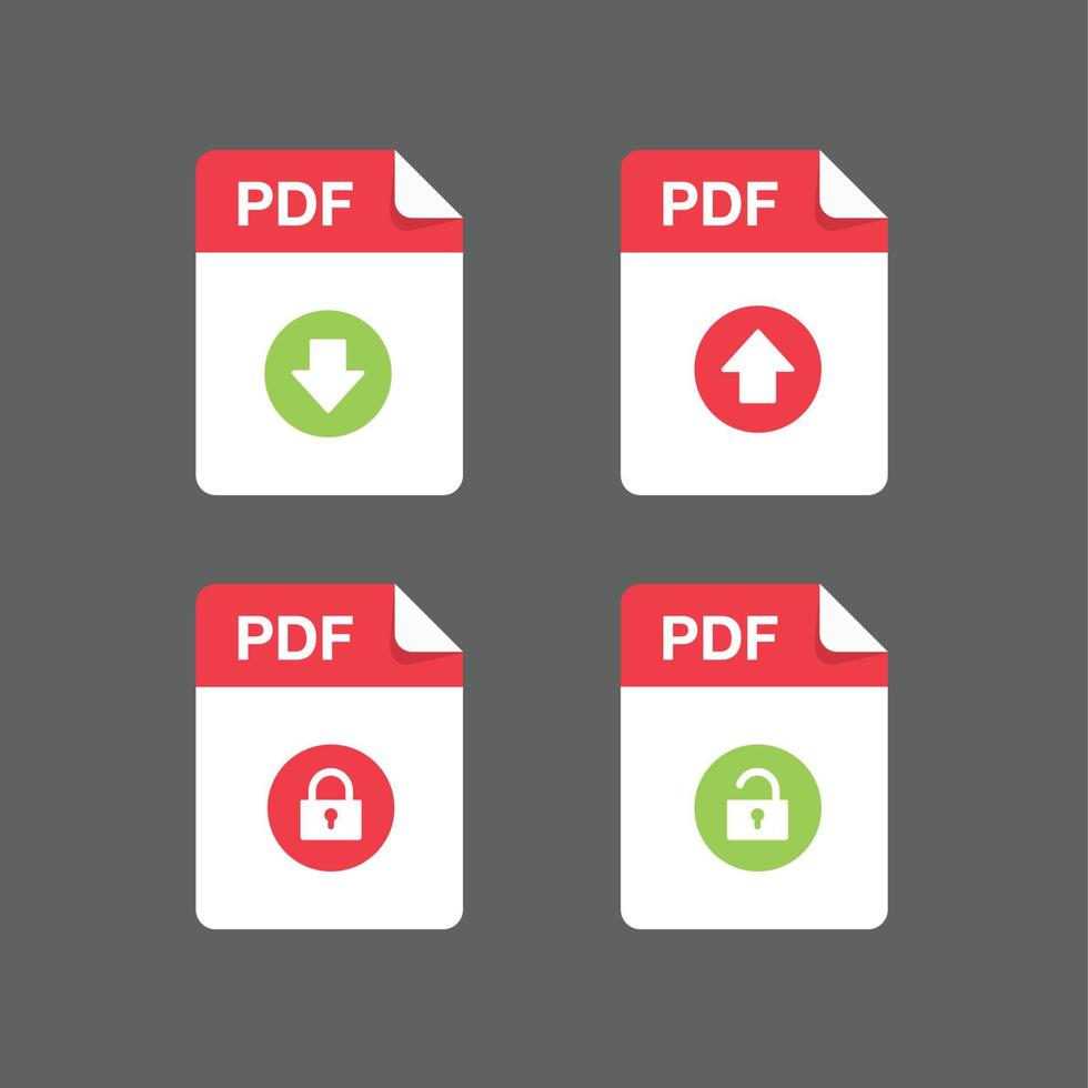 Flat design with PDF files icon set document,icon,symbol set, vector design element illustration