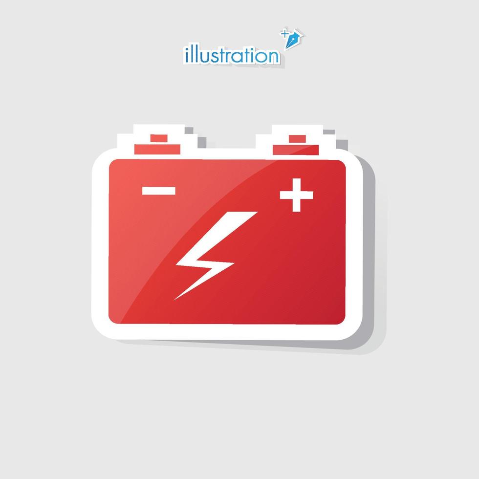 Battery symbol, Red color, Vector EPS10 illustration