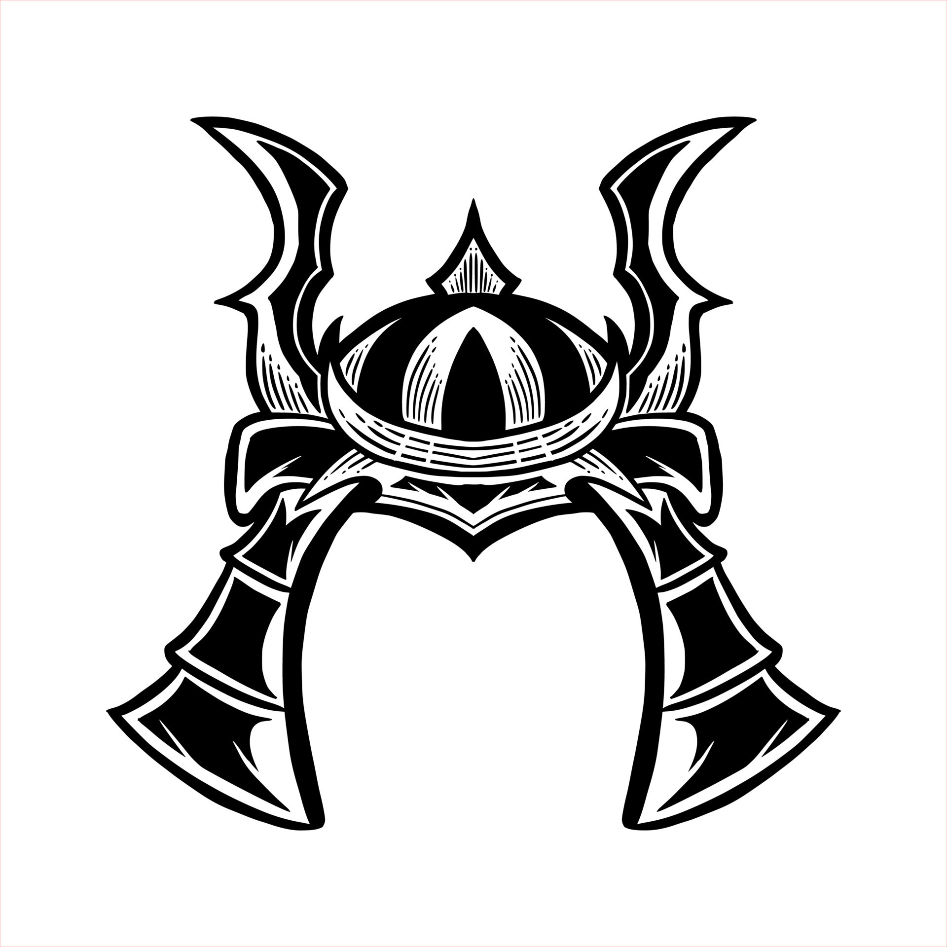 hand drawn sketch of a samurai helmet classic version. 7645154 Vector