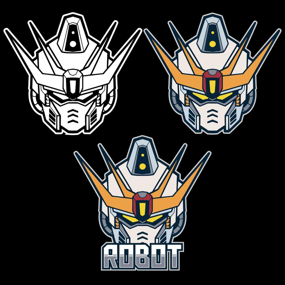 robot head illustration pack, suitable for sticker design, tshirt design, coloring book, etc. vector