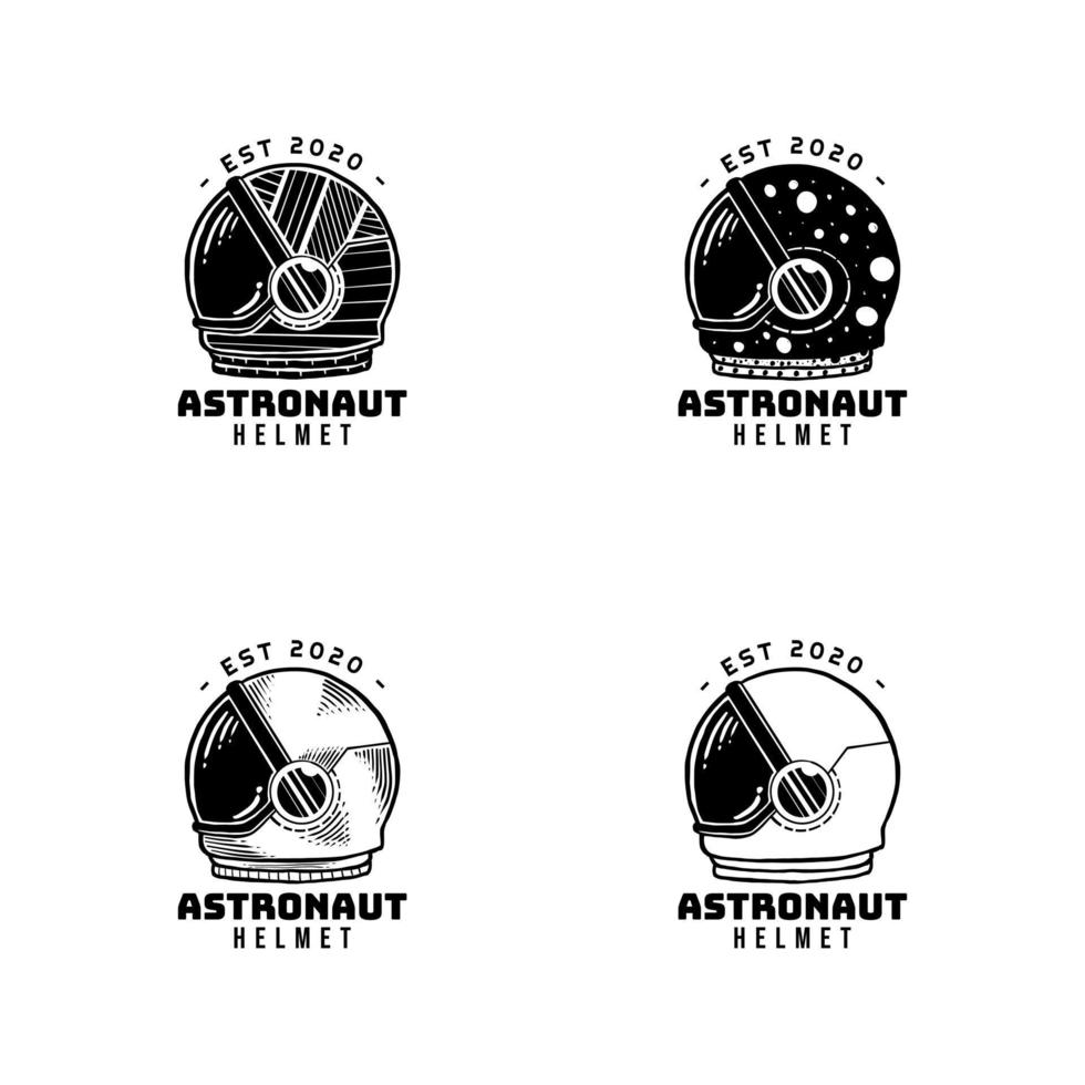 illustration of astronaut helmet logo bundle vector