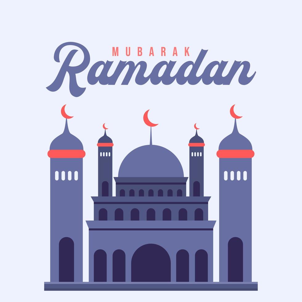 ramadan mubarak, mosque flat illustration vector