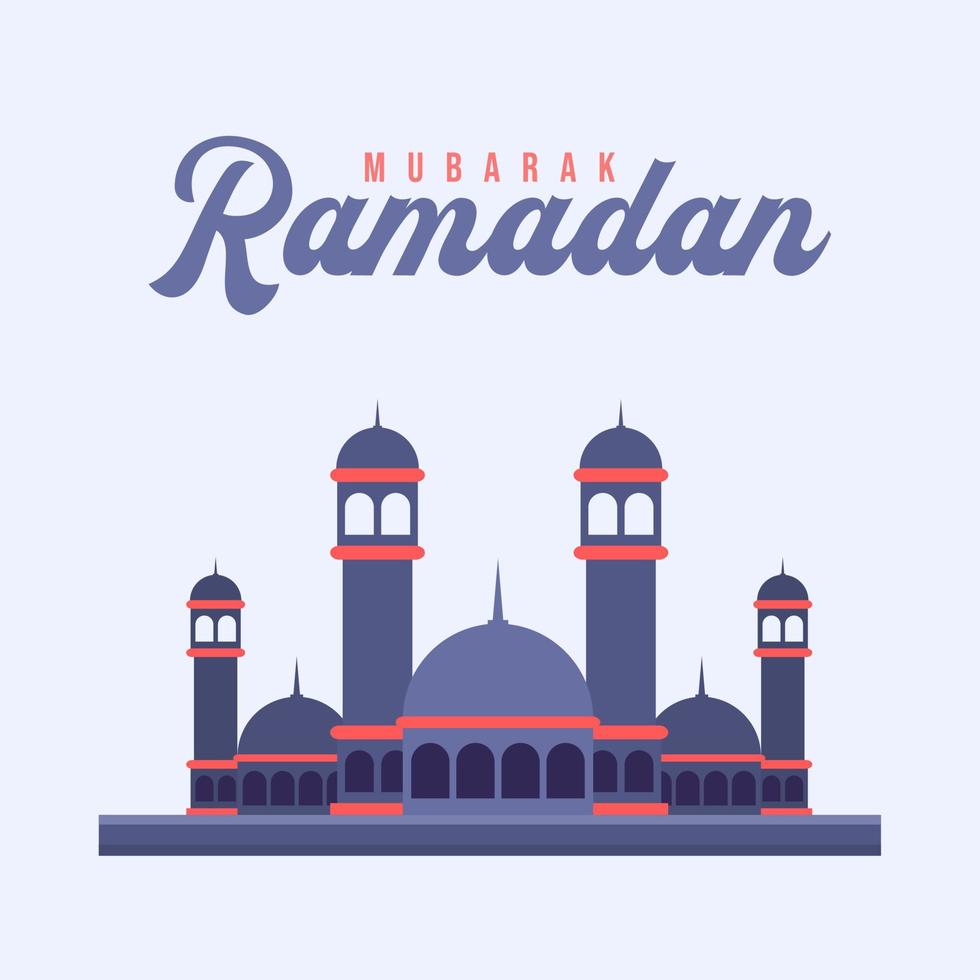 ramadan mubarak, mosque flat illustration vector