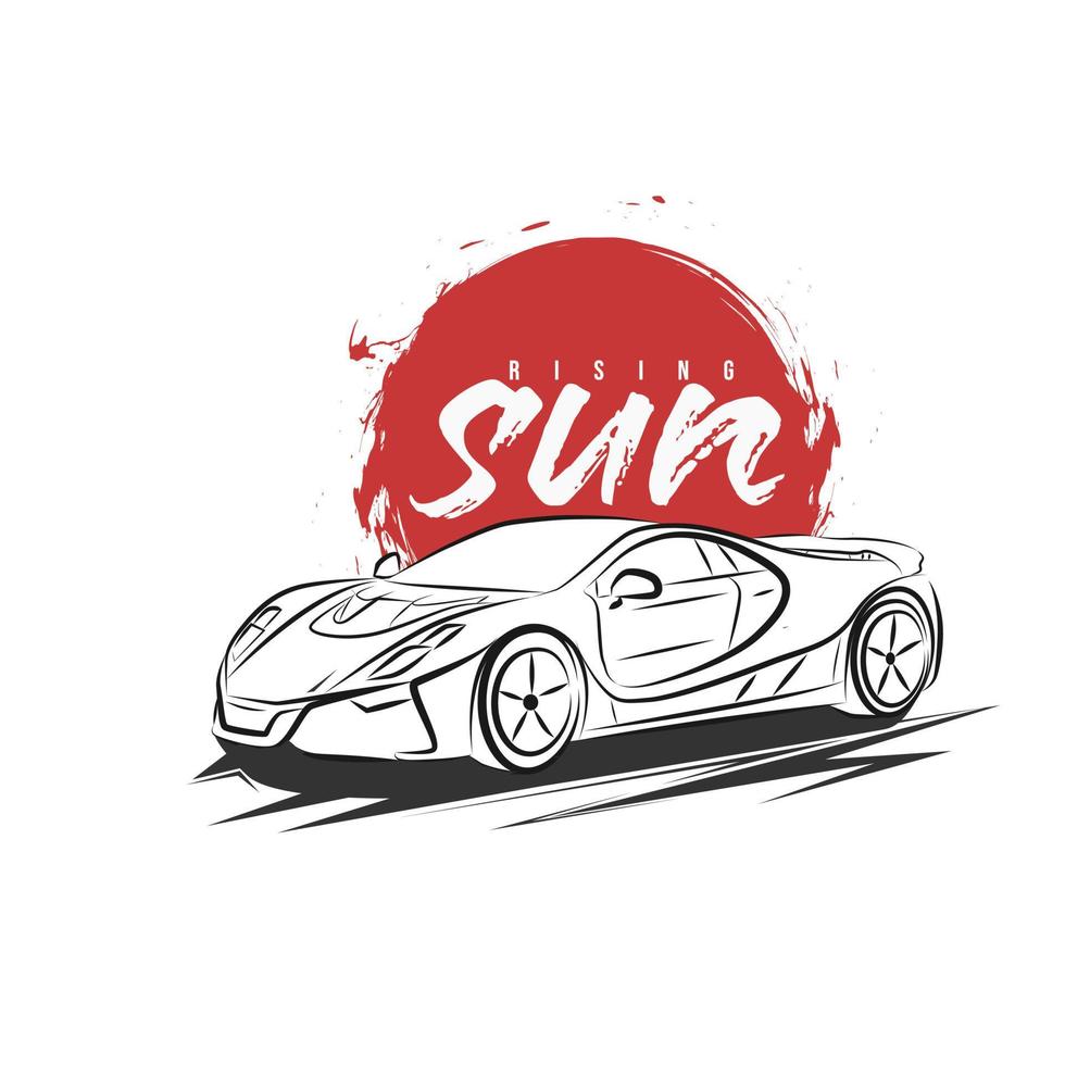 sports car illustration for t shirt design vector