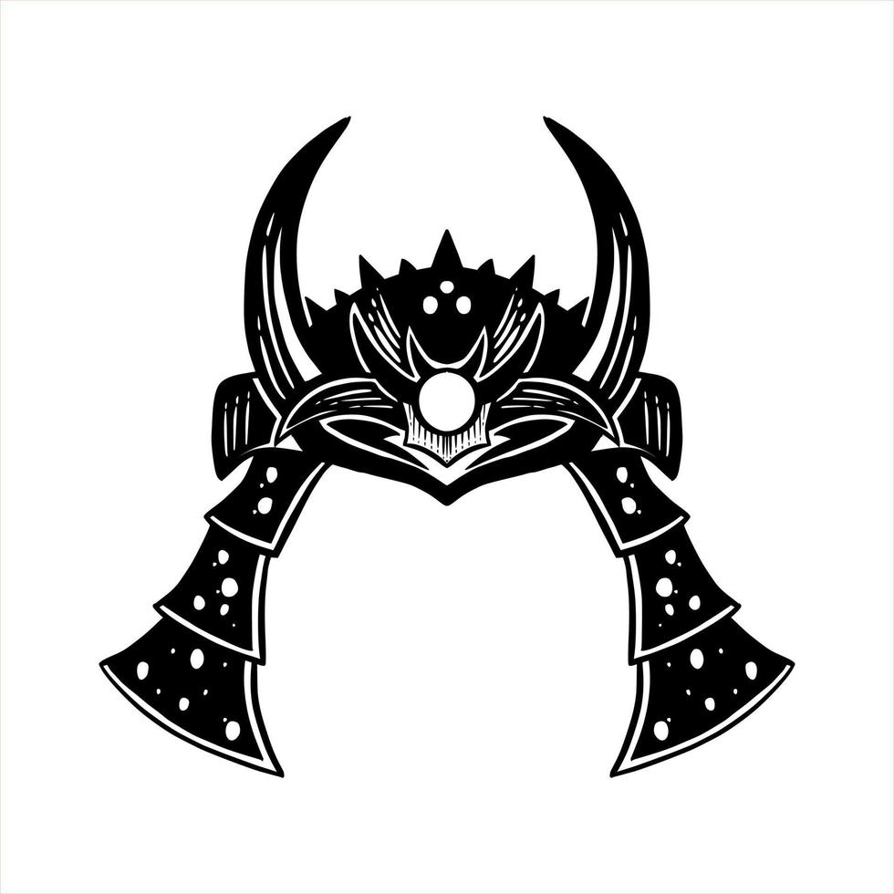 boceto dibujado a mano de una versión oscura del casco samurai. vector