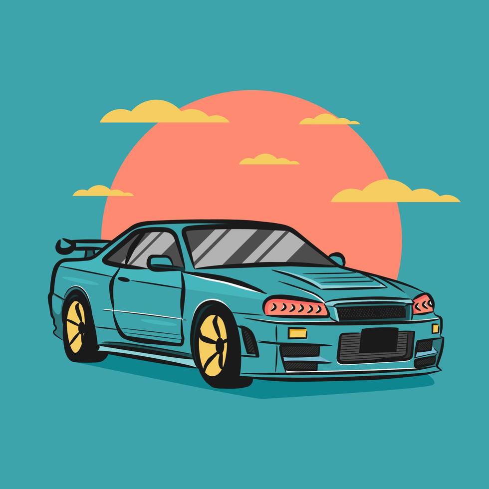 ilustración de coche deportivo para diseño de camiseta vector