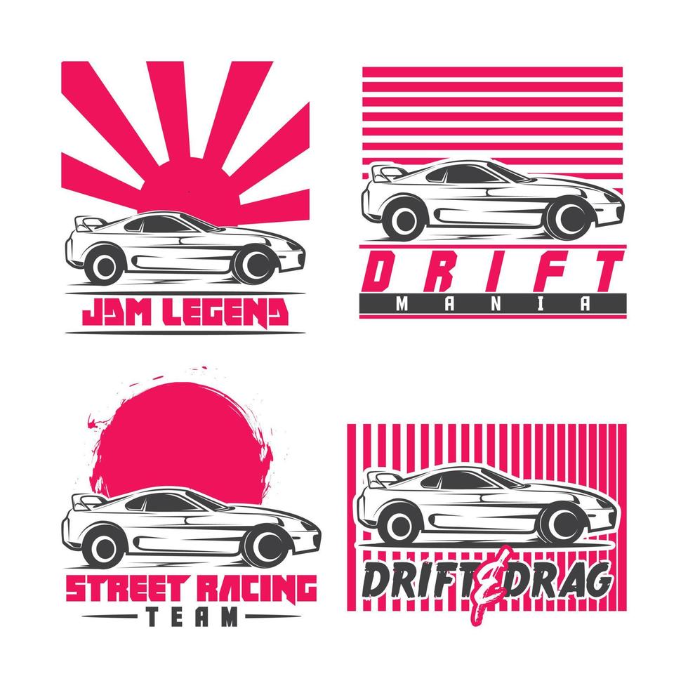 logotipo de coche de deriva de carreras japonesas. vector