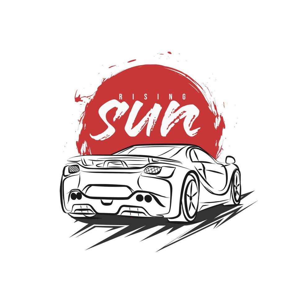 sports car illustration for t shirt design vector