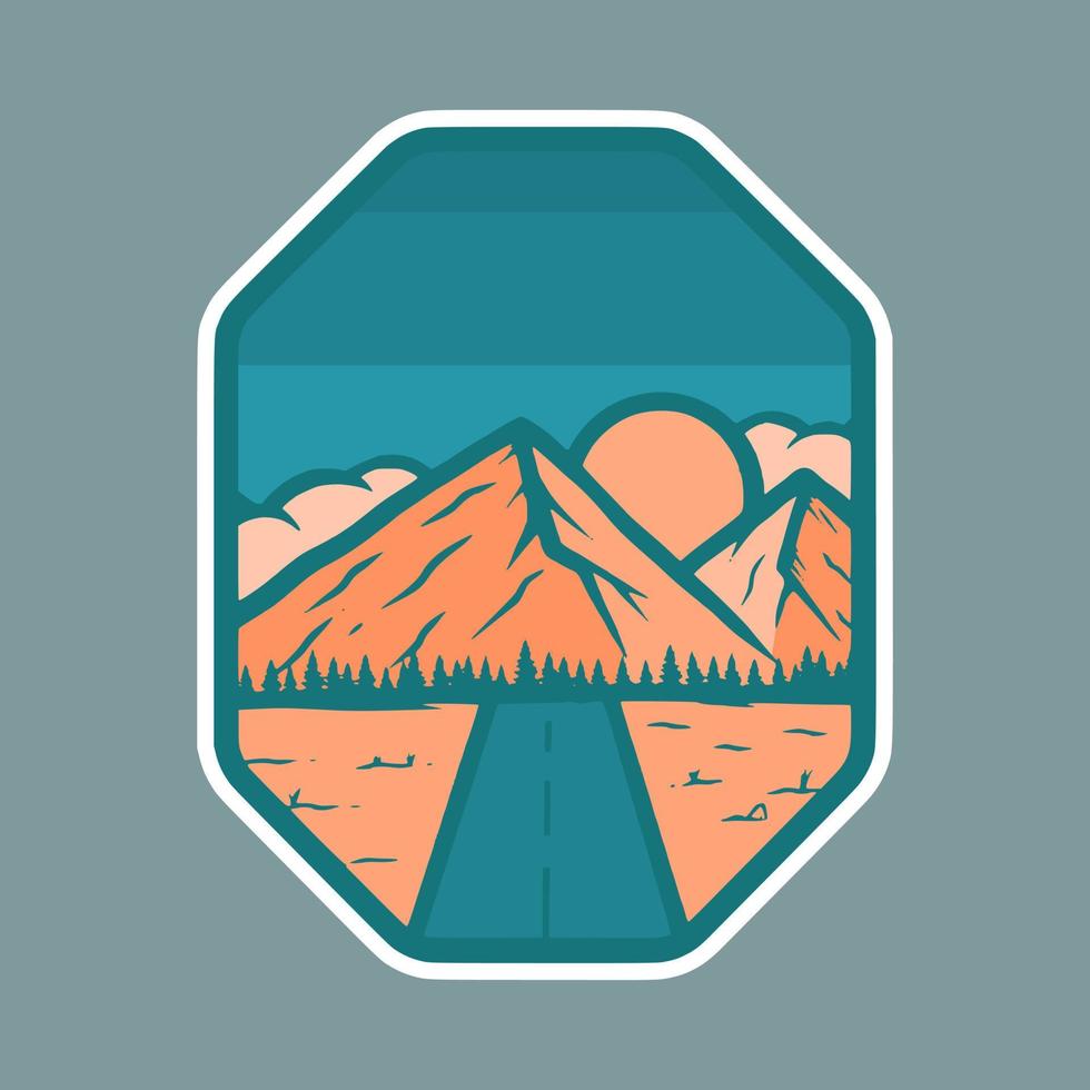 mountain emblem illustration for sticker or tshirt design vector
