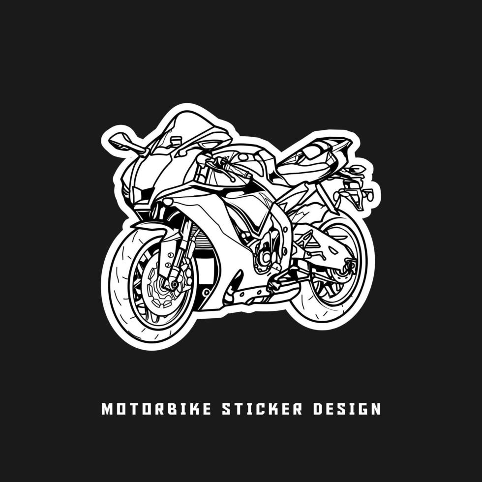 diseño de pegatina de super moto en blanco y negro vector