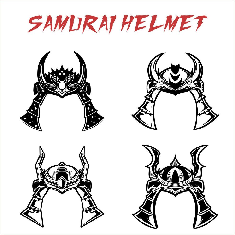 illustration of samurai helmet bundle. vector