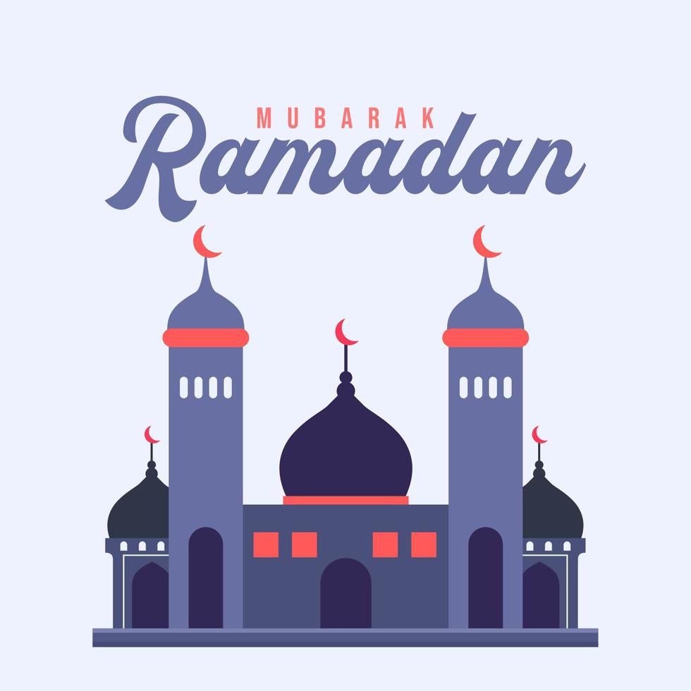 ramadan mubarak, mezquita ilustración plana vector