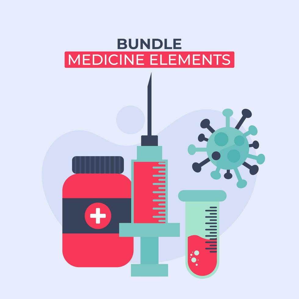 set of medicine elements vector illustration. elements for web, flyer, banner,website.corona virus,covid 19. bundle of medical elements. flat design style