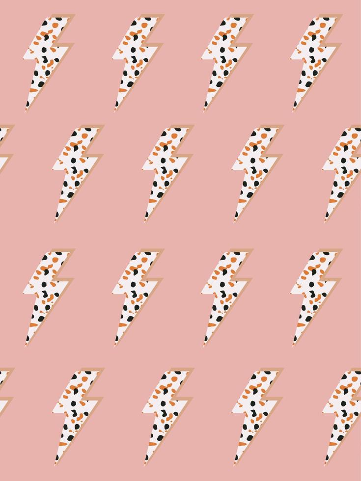 Lightning bolt pattern with dots on pink background vector illustration