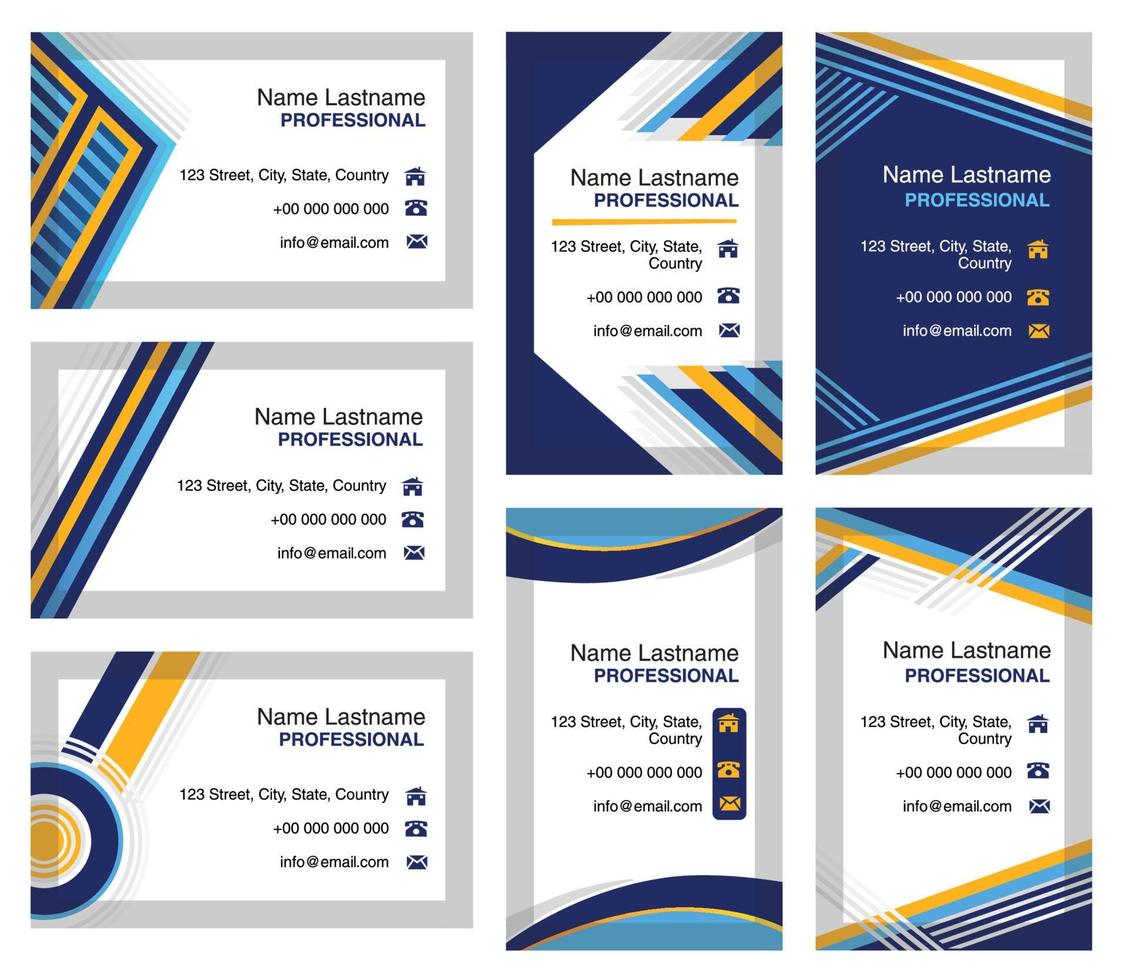 Business Card Template with Abstract Forms Using Blue and Orange Complimentary Colors vector