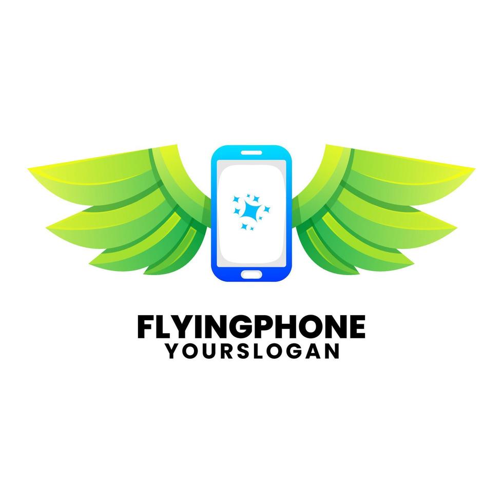 flying phone  colorful logo design vector