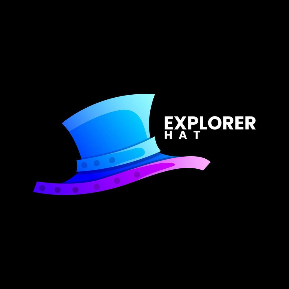 diseño de logotipo degradado de sombrero explorador vector