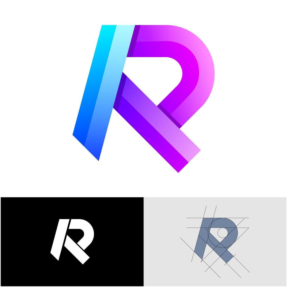 diseño de logotipo degradado letra r vector